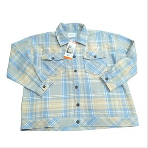 NEW Boston Traders plaid blue/tan shirt jacket XXL #C187